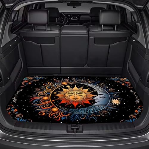 Universal Car Trunk Mat, All Weather Trunk Protection Cargo Liner, Stylish Vehicle Interior Accessories, Durable Cargo Mat Rear Trunk Line Suitable for Most Car (Sun Moon and Starry Sky, 29" x 39") - color: Sun Moon and Starry Sky