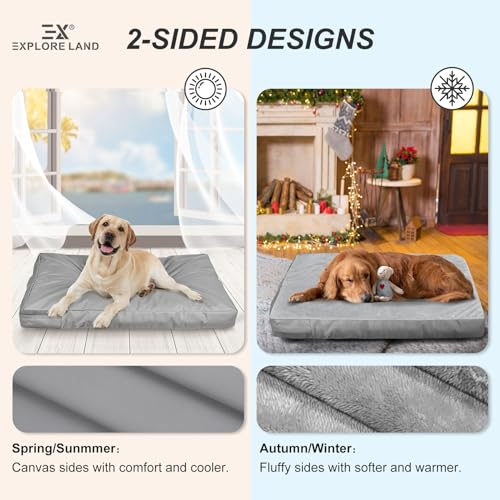 Explore Land Waterproof Dog Bed Cover Machine Washable Fluffy Dog Bed Replacement Cover, 48Lx36Wx4H inch, Gray - color: Gray With Softer Fluffy, size: 48”Lx36”Wx4”H