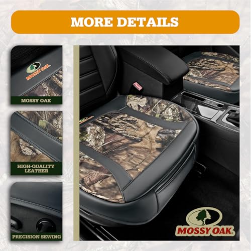 Mossy Oak Car Seat Cover, Luxury Faux Leather Front Bottom Seat Cushion Cover, Universal Anti-Slip with Wrap-Around Design and Storage Bags, Suitable for Most Vehicles - Gray Color 1 Piece - color: Gray