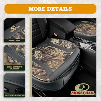 Mossy Oak Car Seat Cover, Luxury Faux Leather Front Bottom Seat Cushion Cover, Universal Anti-Slip with Wrap-Around Design and Storage Bags, Suitable for Most Vehicles - Gray Color 1 Piece - color: Gray