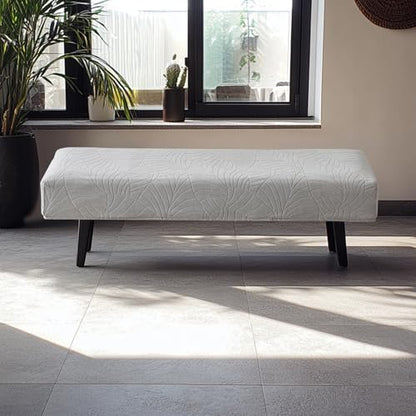 FUANGUI Waterproof Bench Cover, Stretch Jacquard Dining Bench Cover for bedrooms, Living Rooms, Kitchens, Protector Chair Bench Piano Bench Seat covers Stool Slipcover Removable, Washable - Light Grey - color: Jacquard Light Grey