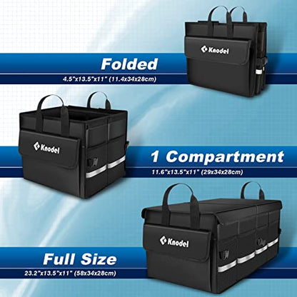 K KNODEL Car Trunk Organizer with Lid, Collapsible Car Trunk Storage Organizer, Car Organizer and Storage for SUV, Truck, Sedan (Medium, Black)