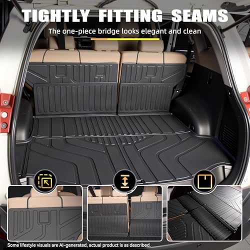 PROSHEVE Floor Mats & Cargo Liner Set for Toyota RAV4 2013-2018 Including Hybrid, Custom Fit TPE All Weather Floor Liners with Cargo Mat and Seat Back Protector, Full Set Interior Protection - size: 13-18 Floor Mats & Cargo Mats