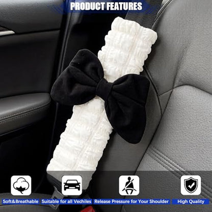 JDDRY 2PC Car Seat Belt Covers Pads,Seat Strap Pads,Auto Seat Belt Pad,Fit for Most Vehicles,Car Interior Accessories(Bowknot-Black) - color: Bowknot-Black