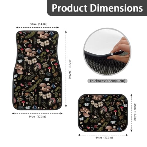 Mushroom Flower Universal Car Front Rear Floor Foot Mats Anti-Slip Car Mat Full Set of 4 Pieces Carpet All Weather Protection Fit for SUV,Vans,sedans, Trucks - color: Mushroom Flower Forest