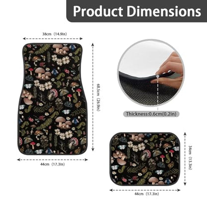 Mushroom Flower Universal Car Front Rear Floor Foot Mats Anti-Slip Car Mat Full Set of 4 Pieces Carpet All Weather Protection Fit for SUV,Vans,sedans, Trucks - color: Mushroom Flower Forest