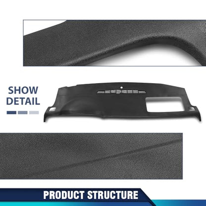 PIT66 Dash Cover Dashboard Panel Compatible with Chevy Avalanche Tahoe Suburban Silverado 2007-2014, Fit GMC Yukon/Yukon XL Sierra 2007-2014 (Fit Models W/o Dash Speaker & AMP) Instrument Panel TPE - size: 2007-2014 Silverado/Sierra (Black)