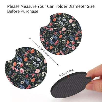 Wildflower Car Steering Wheel Cover - Multicolor Wildflower Steering Wheel Cover Anti-Slip Breathable Universal for 15 Inch Car 2 Pieces Coasters Suitable for Men Women - color: Wildflower