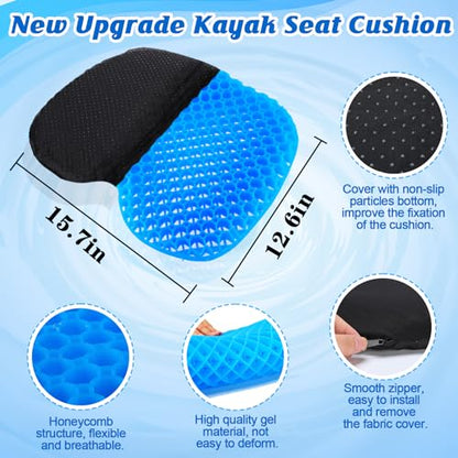 Anti Slip Kayak Seat Cushion-Thick Breathable Comfortable Waterproof-Gel U Shape Seats Pad with Non-Slip Cover, Lifetime Kayak Seat for Sit in Inflatable Kayaks Canoe Boat Accessories, 2 Pcs