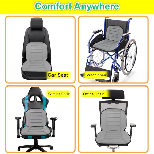 kingphenix Car Seat Cushion with Lumbar Support Pillow: Enhanced Comfort Memory Foam Design for Pain Relief, Ideal for Drivers and Office Use - Ergonomic Lumbar Comfort for Long Sitting - Gray