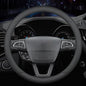 HAOTULE New Nappa Leather car Steering Wheel Cover, Universal 15 inch Black - color: Black