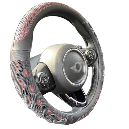 PINCTROT Large Size Steering Wheel Cover Great Grip with 3D Honeycomb Anti-Slip Design, 15.5-15.75 Inch (Wine Red) - color: 1.Wine Red, size: Large Size[15 1/2''-15 3/4'']