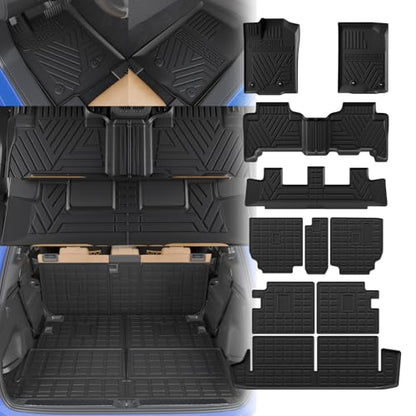 Floor Mats Compatible with 2013-2024 Toyota 4 Runner 7 Seat Cargo Mat Liner Back Seat Cover Protector 2023 4Runner Accessories (Fit 7 Seat, Floor Mats+Trunk Mat+2nd & 3rd Row Backrest Mats) - size: Trunk Mat+2nd&3rd Row Backrest Mats+Floor Mats