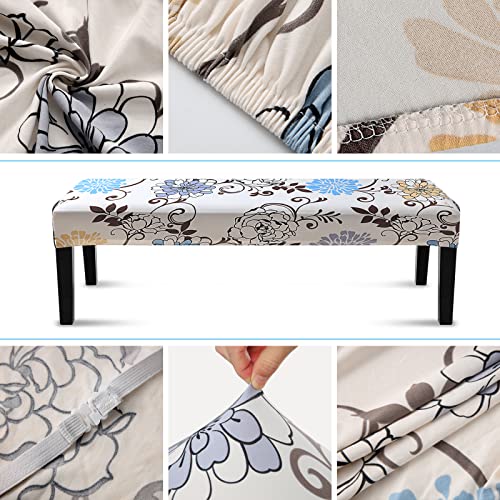 Fuloon Stretch Dining Bench Cover, Anti-Dust Removable Bench Slipcover Washable Seat Cushion Protector for Bedroom, Kitchen, Hotel, Banquet (Milky White) - color: Milky White
