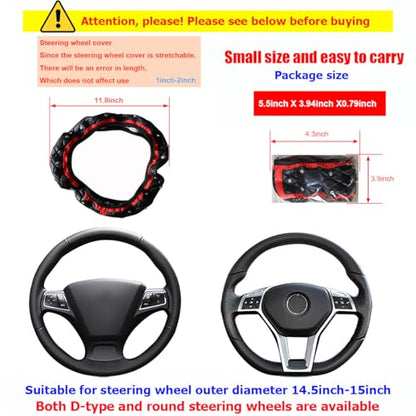 Bling Car Steering Wheel Cover, Non-Slip Elastic Stretch Leather Auto Steering Wheel Protector, Sparkling Diamond Vehicle Decor Accessories for Women Girls, Universal for Vehicles (Red)