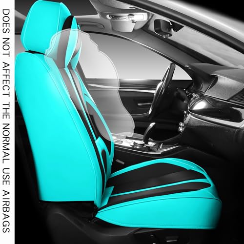 INZU Cute Rabbit Comfortable Leather Auto Car Seat Covers Front & Rear Seat Protector Fit Sedan SUV 5 Seats Full Set Universal Fit (Black & Green) - color: Black & Green
