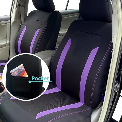 4PCS Cooling Car Seat Covers,Breathable Front Seat Covers with Mesh Construction and Foam Padding,Car Seat Protector to Reduce Back Sweating,Universal Car Interior for Car SUV (Purple) - color: Purple
