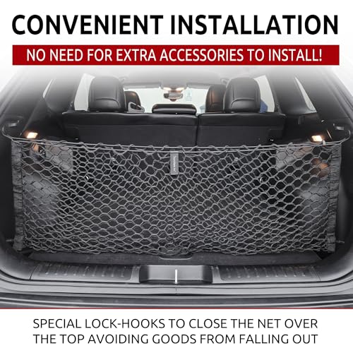 Envelope Style Elastic Trunk Mesh Cargo Net for Jeep Cherokee Latitude Limited 2019-2025 - Premium Trunk Organizers and Storage - Luggage Net for SUV - Best Car Organizer for Jeep Cherokee