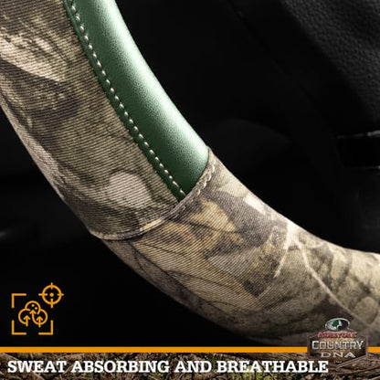 Mossy Oak Full Camo Steering Wheel Cover - Made from Premium Leather, Universal Fit for 14 1/2 to 15 inches - Official Licensed Product - Green Color - color: GREEN