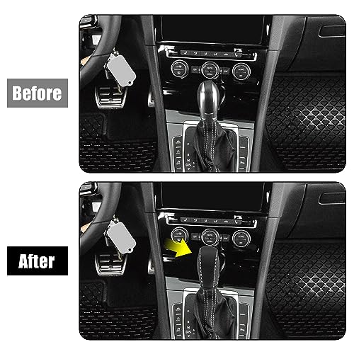 X AUTOHAUX Car Faux Leather Gear Shift Knob Cover for Volkswagen Jetta Tiguan 2011-2019 Passat Beetle 2012-2019 Atlas 2018-2019 CC 2013-2017 Gray Line - color: Gray