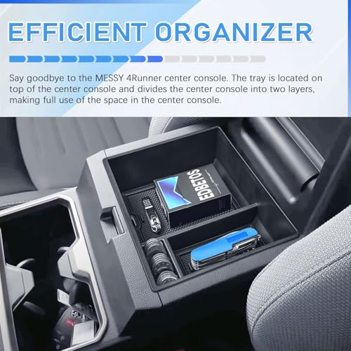 OEM Fit 2026 4Runner Center Console Organizer Tray Compatible with 2025 2026 Toyota 4Runner (6th Gen) Accessories ABS Plastic Armrest Insert Coin Holder Storage Box (Not for 2010-2024)