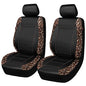 Flying Banner car seat Covers Faux Leather Waterproof Easy Clean Easy Installation (Leopard Brown Black, 2 Fronts) - color: Leopard Brown Black