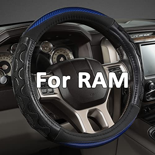 GIANT PANDA Steering Wheel Cover for Dodge Ram 1500 - Car Steering Wheel Covers for Dodge Ram 2500 3500 15.5-16 inch - Blue - color: B-Black+Blue