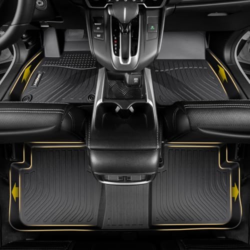 GINOWY-Floor Mats & Cargo Liner for Honda CRV 2012-2016 Only for Touring & EX-L Models, TPE All Weather CR-V Car Mats, Non-Slip Trunk Mat Floor Liners Waterproof Custom Fit Accessories Mats Black - style: 15) for Honda CRV Touring & EX-L 2012-2016 Full Se