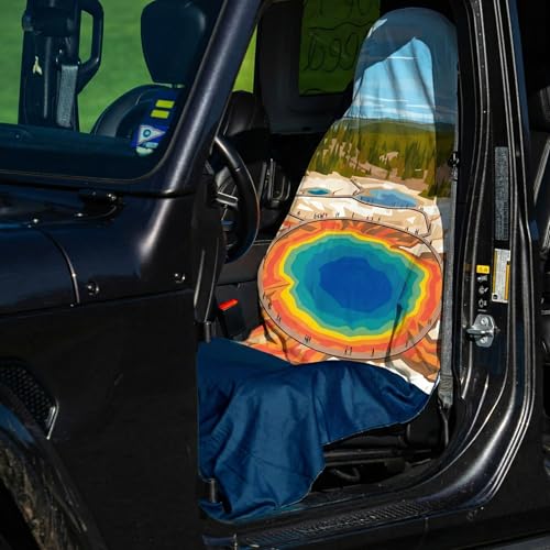 2 Pack Car Seat Towel Covers, Sweat Protector for Front Seats, Premium Thickened Microfiber with Elastic Strap, Breathable Quick Dry, Machine Washable Cover for Gym Running Universal Fit National Park - color: National Park