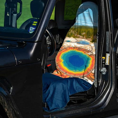 2 Pack Car Seat Towel Covers, Sweat Protector for Front Seats, Premium Thickened Microfiber with Elastic Strap, Breathable Quick Dry, Machine Washable Cover for Gym Running Universal Fit National Park - color: National Park