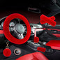 ZYNQACC 1 Set 8 Pieces Fluffy Steering Wheel Cover Set,Warm Soft Fuzzy Steering Wheel Covers for Women/Girls,Universal 15 Inches Girls Car Accessories (Red) - color: Red