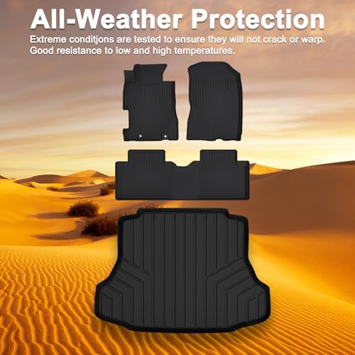 Car Floor Mats & Trunk Liner Set, for Honda Civic 2006 2007 2008 2009 2010 2011 Sedan 5-Seat (Excludes Coupe), All-Weather Non-Slip Car Interior Accessories - size: 2006-11|Honda Civic Sedan|Floor Mats & Trunk Mat