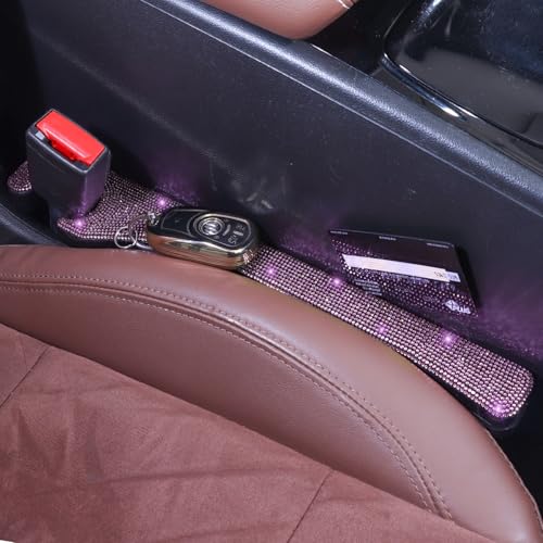 Briwill Purple Car Seat Gap Filler, Set of 2 Handmade Crystal Rhinestone Diamond Purple Gap Filler for Car SUV Truck Purple Bling Car Accessories for Women(Purple) - color: M-Purple