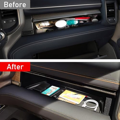 Moonlinks Compatible with Dodge Ram 1500 2500 3500 Glove Box Organizer 2019 2020 2021 2022 2023 2024,Center Console Organizer Console Tray Storage with Rubber Pad for RAM 1500 2500 3500 2019-2024