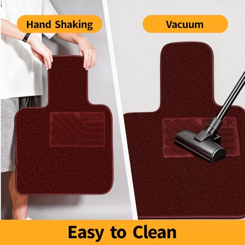 EKR All-Weather Universal Fit Car Floor Mats, 0.5 inch Thick Car Carpet Mats, Anti-Slip Automotive Mat with Driver Heel Pad Fit for SUV, Vans,Sedans, Trucks (Burgundy,4pcs Black Full Set) - color: Burgundy