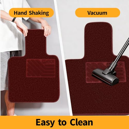 EKR All-Weather Universal Fit Car Floor Mats, 0.5 inch Thick Car Carpet Mats, Anti-Slip Automotive Mat with Driver Heel Pad Fit for SUV, Vans,Sedans, Trucks (Burgundy,4pcs Black Full Set) - color: Burgundy