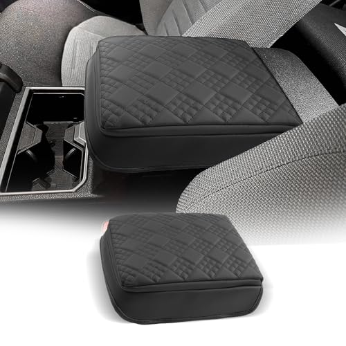 CDEFG for 2025 2026 Toyota 4Runner Center Console Cover Armrest Box Cover for 4Runner (SR5, TRD Sport, Off-Road, Premium, Limited, Platinum, Trailhunter) Accessories Console Arm Rest Protector - color: Toyota 4Runner Thickened Black Leather Square