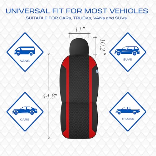 Skechers Seat Covers Contour Foam Cozy Fit,Leather Car Seat Covers, Car Seat Covers Front Seats Airbag Compatible, Universal Automotive Comfort for Most Cars, Vans, Trucks, SUV,Red