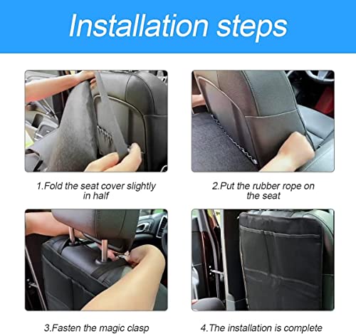 XINLIYA Heavy Duty Kick Mat, 2 Pack Car Seat Back Protectors, Upgraded Waterproof Fabric, Car Back Seat Cover for Kids, Pets with 3 Reinforced Mesh Storage Pockets