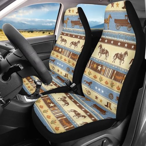 Car Seat Covers 2 Pcs Front Seats Only Interior Covers Fashion Auto Interior for Car Sedan Auto Truck SUV Easy to Install（Aztec Cowboy Print 83） - color: Aztec Cowboy Print 83