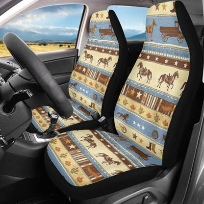 Car Seat Covers 2 Pcs Front Seats Only Interior Covers Fashion Auto Interior for Car Sedan Auto Truck SUV Easy to Install（Aztec Cowboy Print 83） - color: Aztec Cowboy Print 83
