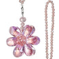 Pink Crystal Flower Car Charm for Women - Feng Shui Rearview Mirror Hanging Ornament - Crystal Bead Auto Interior Decor