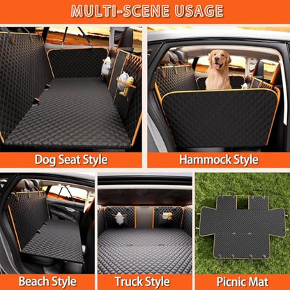 Back Seat Extender for Dogs - Large Space, Waterproof Dog Car Seat Cover for Back Seat with Hard Bottom Holds 420lbs, Upgraded Material Waterproof Pet Car Bed Dog Hammock for Car, SUV,Truck
