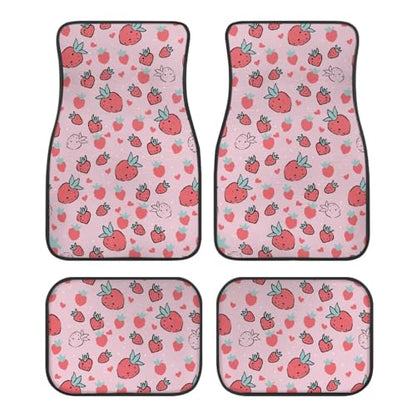 Love Strawberry Pink Automotive Floor Mats Set of 4Pcs Carpet Front & Rear Car Floor Mats Universal Fit - color: Love Strawberry Pink