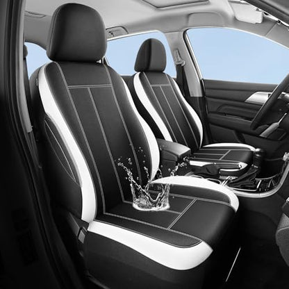 HChengkikz Car Seat Covers Full Set, Waterproof Neoprene Car seat Covers, Airbag Compatible, Universal Fit Automotive Seat Covers for Most Cars, Trucks, SUVs (Black + White) - color: N816 Black White, size: Full Set
