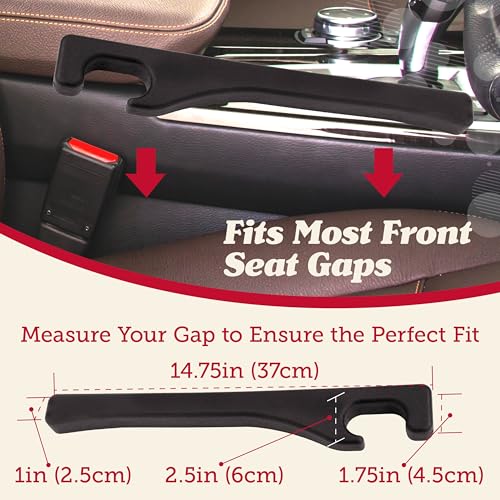 Lusso Gear Car Seat Gap Filler (2 Pack) - Stop Dropping Between Seats - Universal Fit for Car, Truck, SUV - Block the Gap between Seat Console - color: Gap Filler - Black