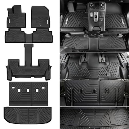 YITAMOTOR Floor Mats Fit for 2020-2025 Hyundai Palisade 7/8 Passenger, All Weather TPE Rear Trunk mat for Palisade Car Accessories, 1st & 2nd & 3rd Row & Backrest Mats & Cargo Liner, Black