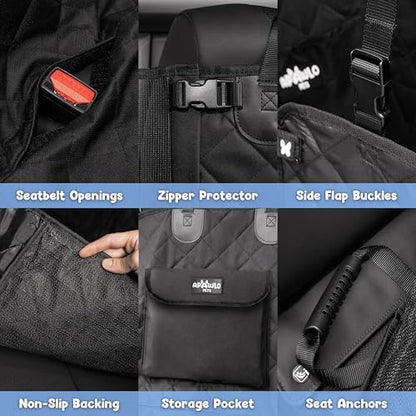 Dog Car Seat Cover for Back Seat, 4-in-1 Dog Hammock for Car, Waterproof 600D Pet Seat Cover Backseat Protector with Mesh Window, Nonslip Dog Back Seat Cover for Cars, SUVs & Trucks