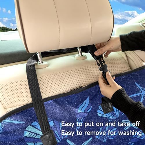 Waterproof Backseat Cover for Car Trucks Van SUV Jeep,Rear Bench Towel Seat Covers,(Conch Shells Starfish) - color: Conch Shells Starfish