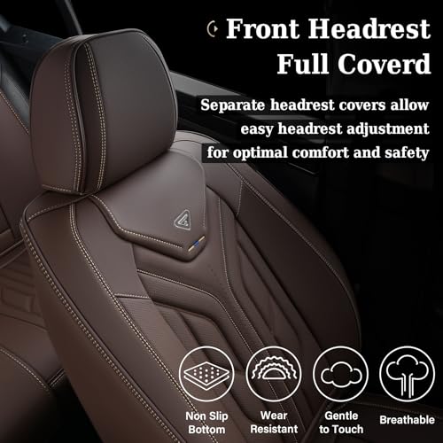 Coverado Front Seat Covers, Car Seat Covers Front Seats, Leather Seat Covers for Cars, Automotive Seat Covers Car Seat Protector Car Accessories Fit for Most Sedans SUV Pick-up Truck(Coffee)
